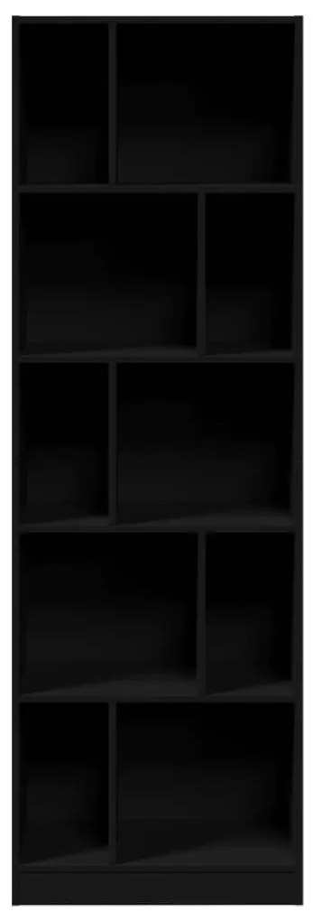 fekete szerelt fa könyvszekrény 57 x 28,5 x 174 cm