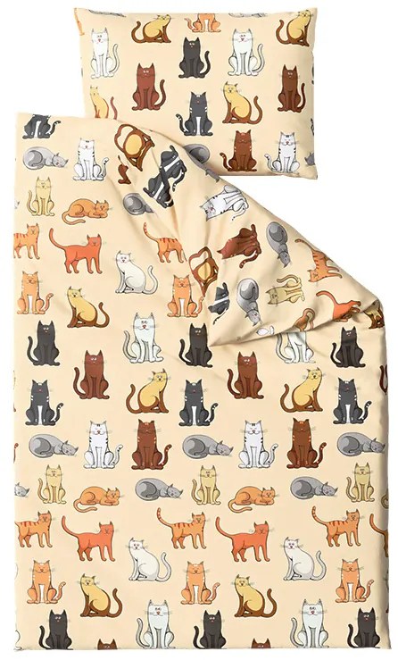 COLORED CATS krém mikroplüss ágyneműhuzat Ágyneműhuzat mérete: 2 db 70 x 90 cm | 200 x 220 cm