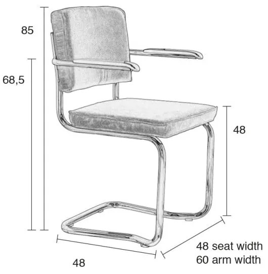 Ridge Kink Rib 2 db fekete karfás szék - Zuiver