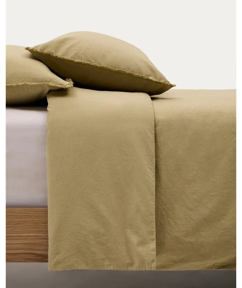 Sárga-zöld kétszemélyes hosszabbított pamut-perkál ágyneműhuzat 260x240 cm Sifinia – Kave Home