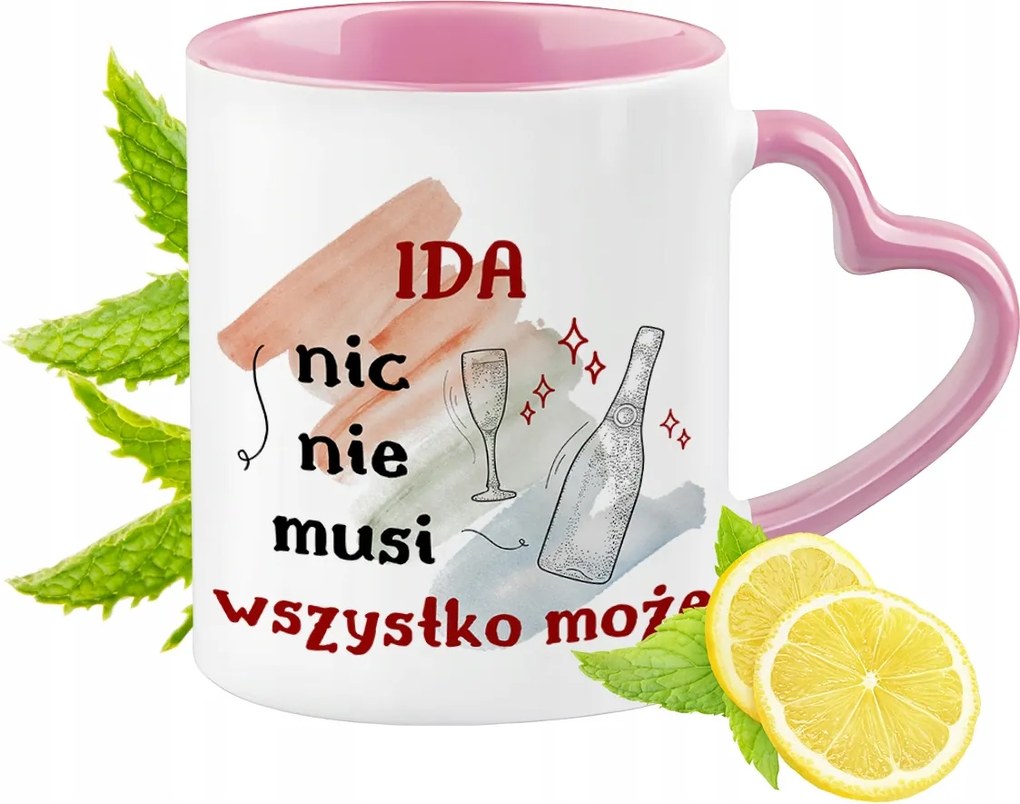 Ida bögre rózsaszín, szív alakú füllel Kávés Ajándék