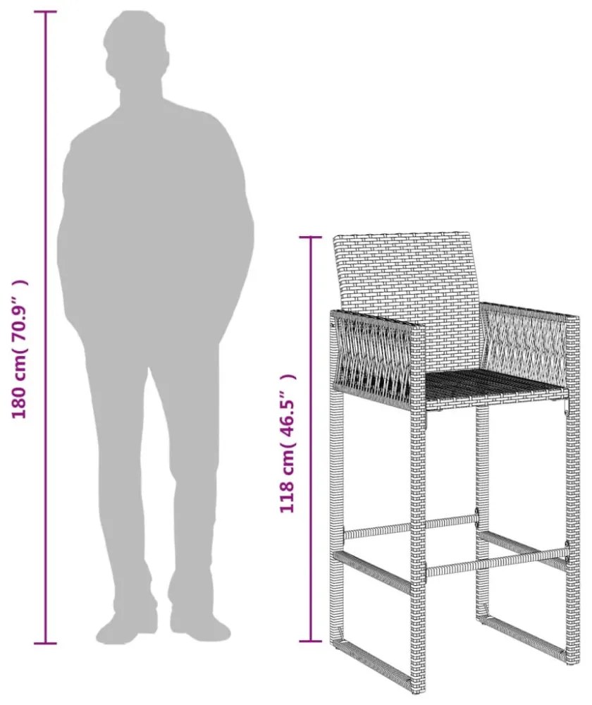 2 db barna polyrattan kerti bárszék