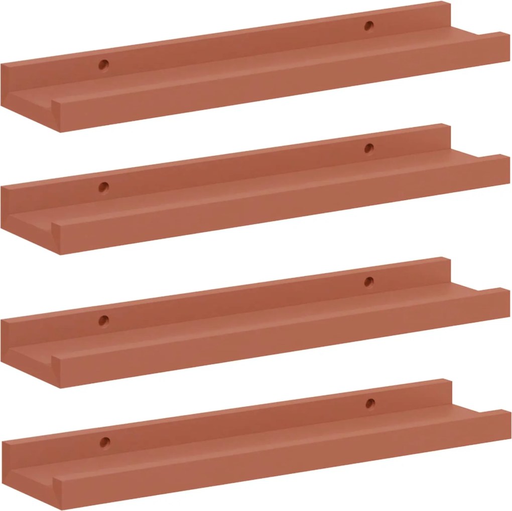 vidaXL Falpolc polcokkal tárolóval 4 pcs Piros 40 x 9 x 3 cm Faanyag