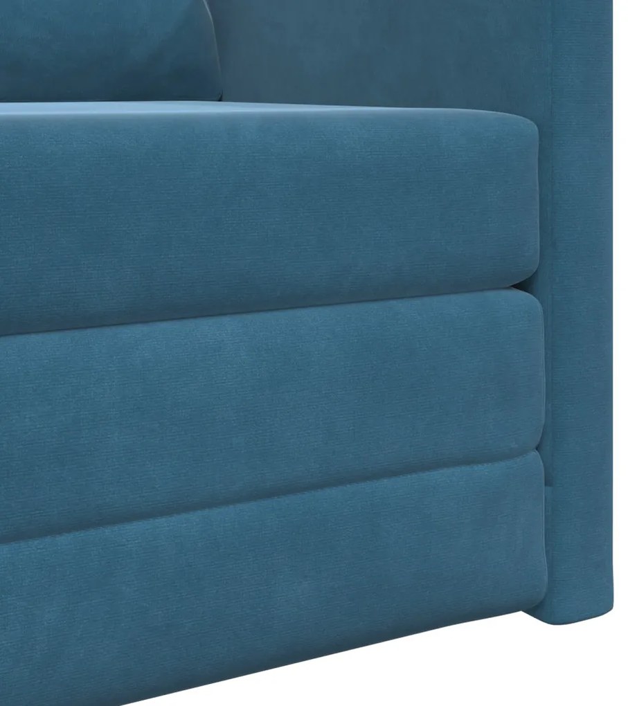 2 az 1-ben Floor Sofa Bed Kék 74x77x81 cm Bársonyos