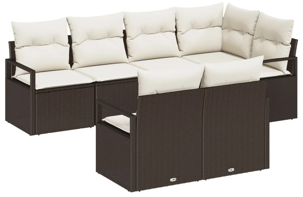 Kerti Kanapé Szett 7 pcs Barna Poli rattan