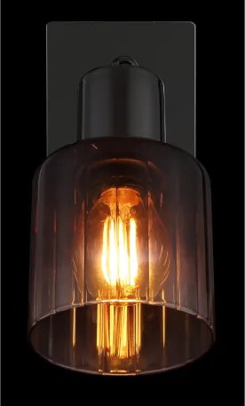 Globo 54313-1 Fali lámpa fém fekete-króm, réz színű/átlátszó színátmenetes üveg búra, billenőkapcsoló a terméken, SzxM: 80x160mm, Mélység: 160mm, 1x E14 40W 230V izzó nélkül