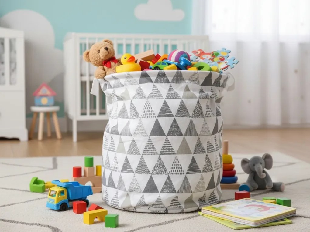 BOWA fehér és szürke kosár játékokhoz és szennyeshez