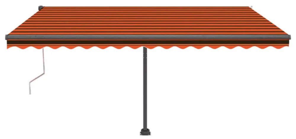 narancssárga-barna szélérzékelős és LED-es napellenző 450x350cm