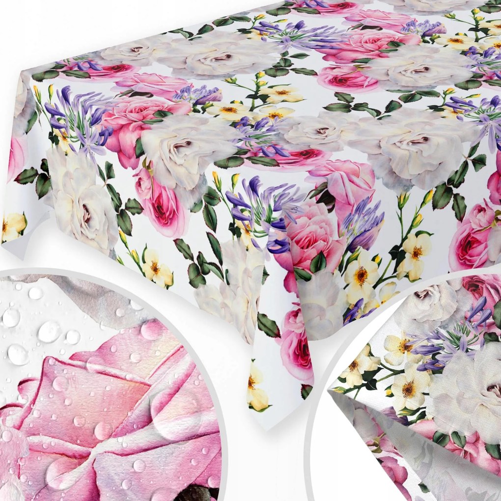 Abrosz Foltálló 120x160 Asztalra Sima Matt Vastag Virágok Bazsarózsa 010