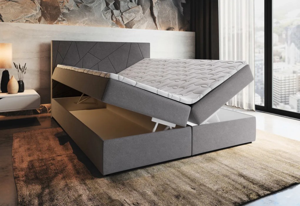 LADO boxspring kárpitozott ágy, 140x200, inari 91