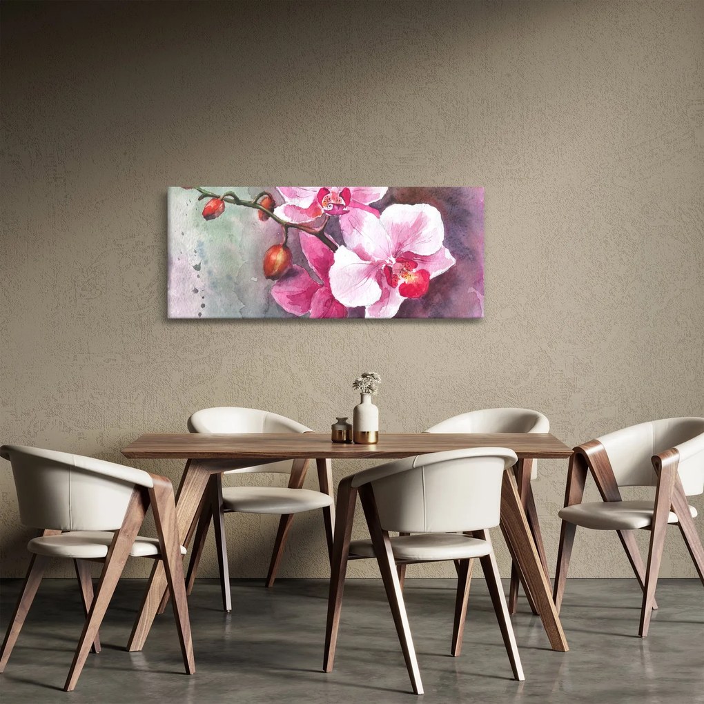 Kép - Orchideák, akvarell (120x50 cm)