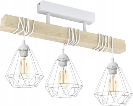 Lámpa csillár fa 3xE27 Loft Fehér drót