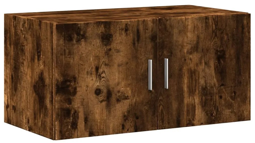 füstös tölgy színű szerelt fa tárolószekrény 80 x 42,5 x 225 cm