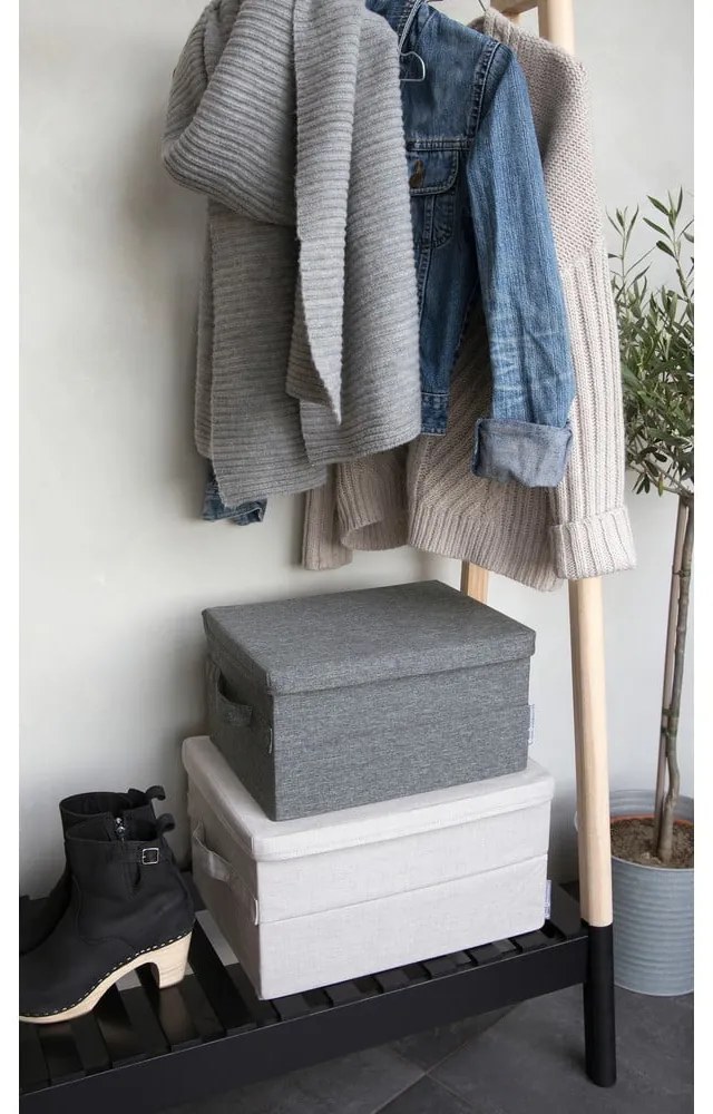 Bézs fedeles textil tárolódoboz 40x30x22 cm Soft Storage – Bigso