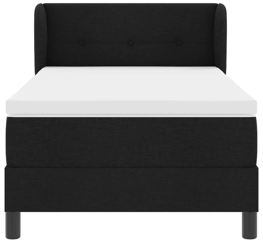 Boxspring Ágy Matrac nélkül Fekete 100x200 cm Szövet