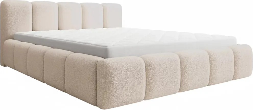 Tesia kárpitozott ágy 160x200 cm, ágyneműtartós - bézs buklé Quelle 03