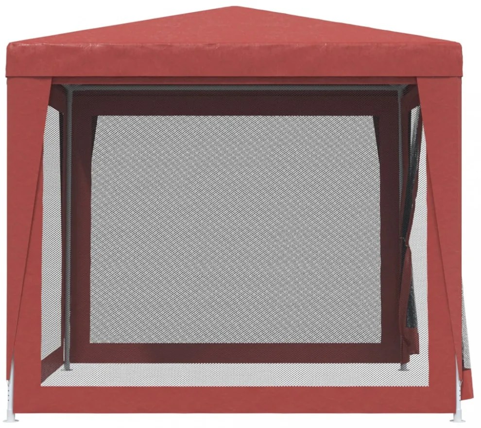 piros HDPE rendezvénysátor 4 hálós oldalfallal 2,5x2,5 m