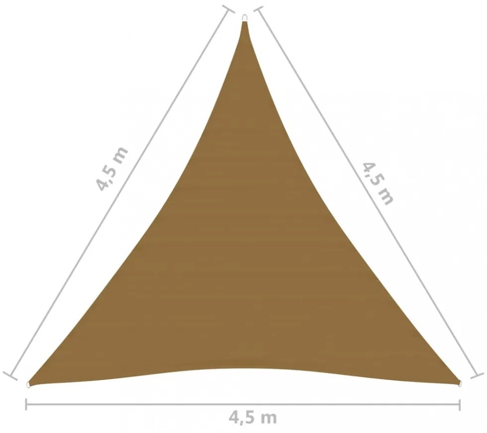tópszínű HDPE napvitorla 160 g/m² 4,5 x 4,5 x 4,5 m