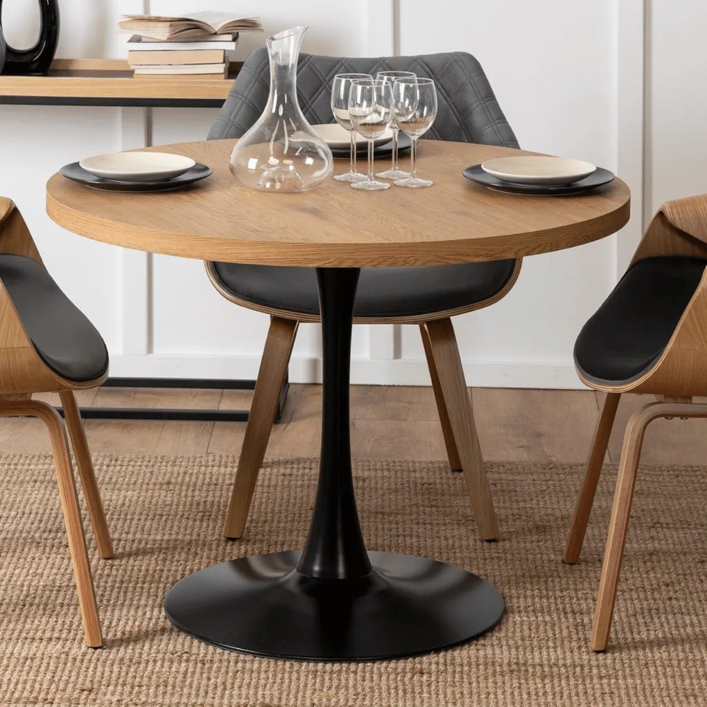 Étkezőasztal 100 cm méretben, arany tölgy/fekete színben LINO