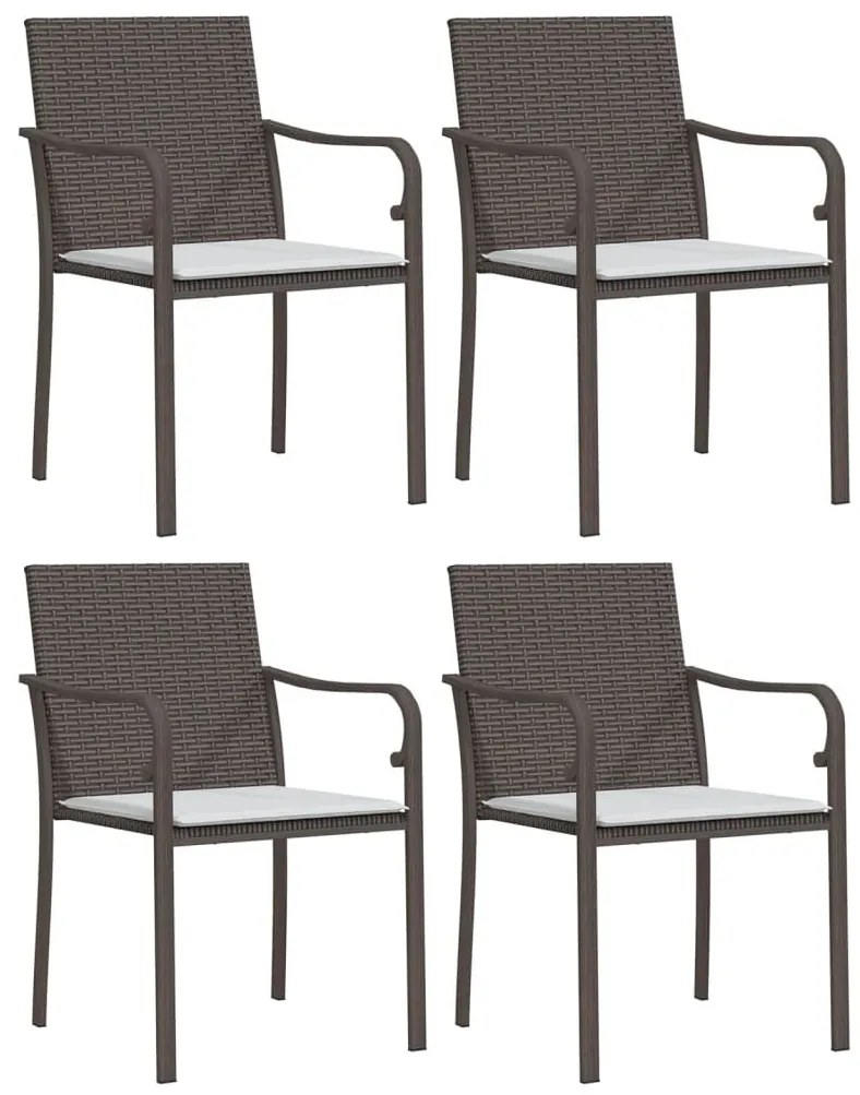 5 részes polyrattan és acél kerti étkezőgarnitúra párnával