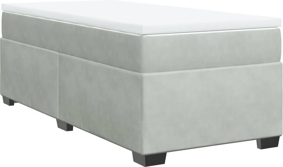 vidaXL világosszürke bársony rugós ágy matraccal 90 x 200 cm