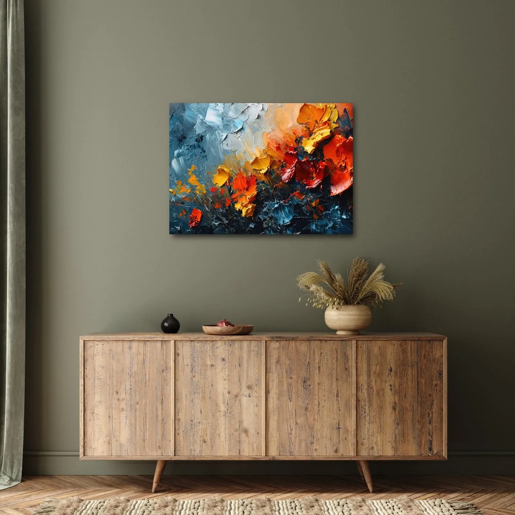 Kép - Virágok absztrakt festménye III. (70x50 cm)