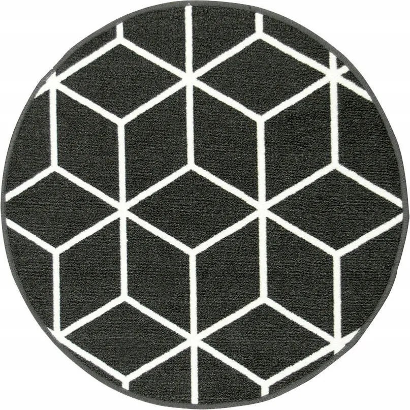 Gumírozott Szőnyeg Kerek Grafit Geometrikus Szék Alá átm. 80 cm