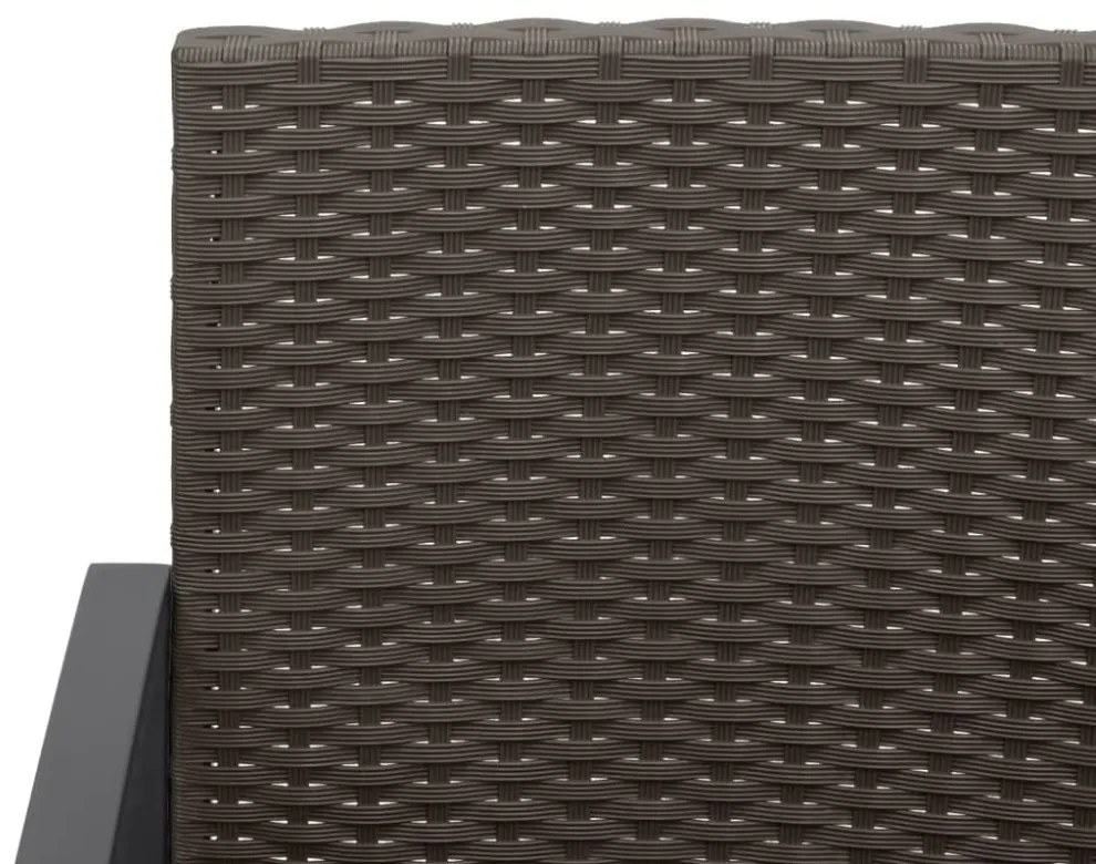 3 részes barna polyrattan kerti étkezőgarnitúra párnákkal