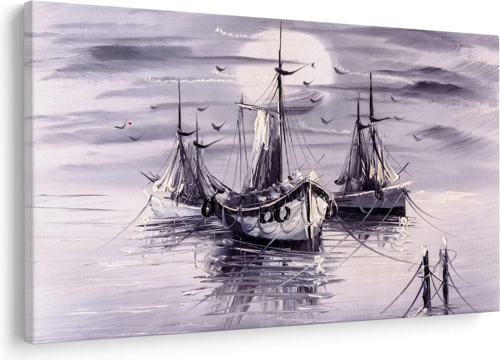 Kép - kikötő, olajfestmény (90x60 cm)