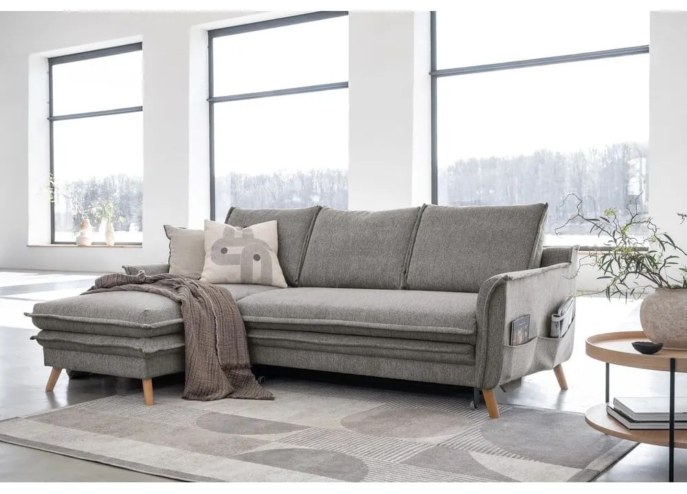 Szürke kinyitható sarokkanapé (bal oldali) Charming Charlie – Miuform