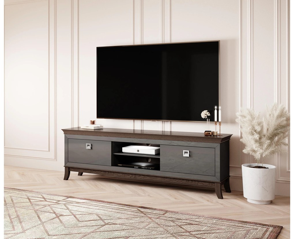 TV asztal/szekrény Tyrion Typ 40 (fényes antracit + csokoládé). 1108300