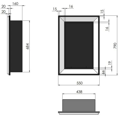 InFire - Beépített BIO kandalló 79x55 cm 3kW fekete