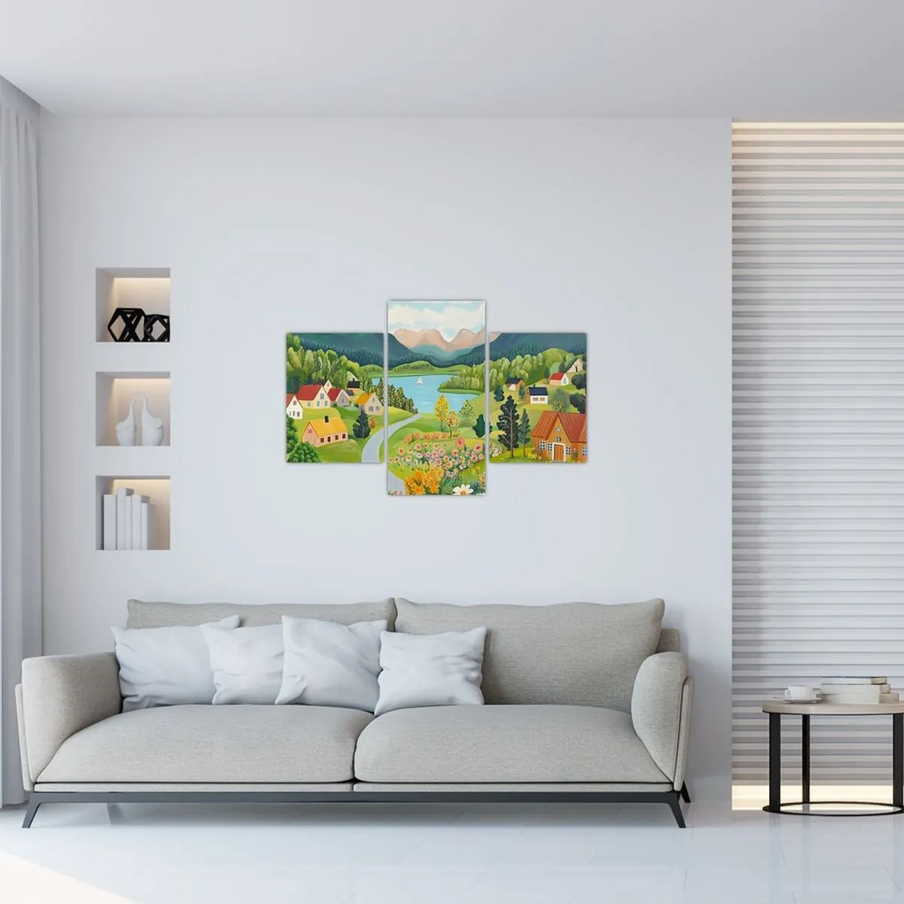 Kép - Falu a hegyekben (90x60 cm)