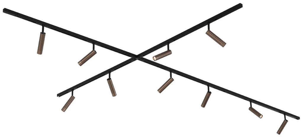 Modern sínrendszer 10 spotlámpával, sötét bronz, 1 fázisú - Slimline Uzzy