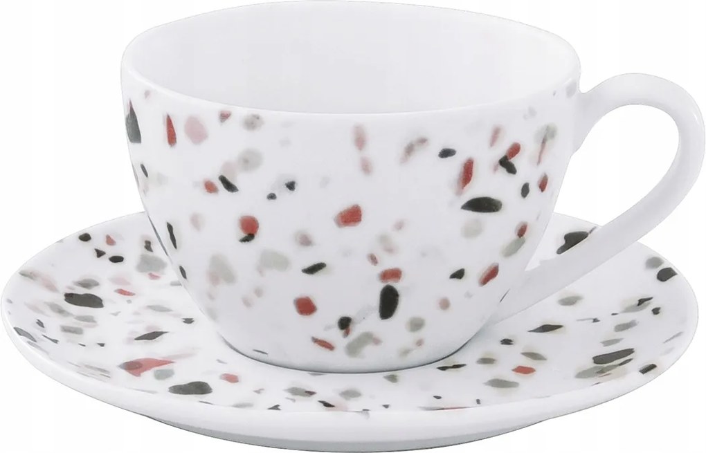 Csésze csészealjjal Terrazzo 250 ml Porcelán Fehér