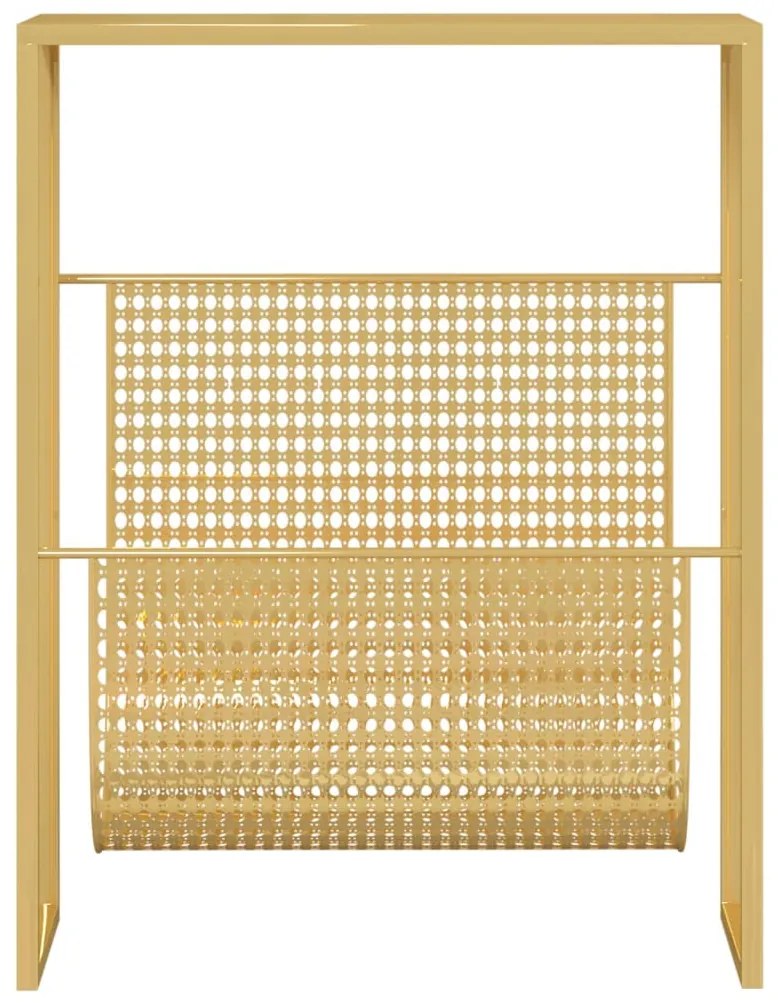 aranyszínű acél újságtartó állvány 35 x 15 x 45 cm