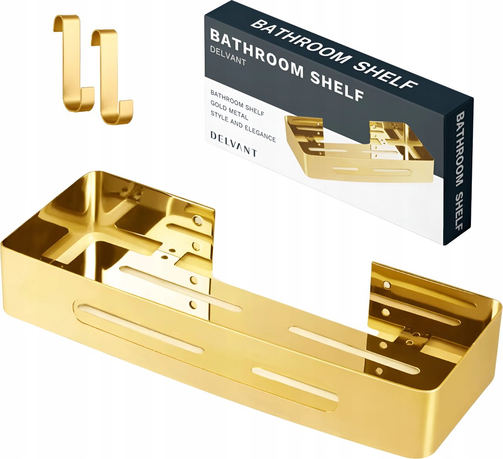 Fürdőszobai Polc Akasztós Zuhanyhoz Fém Fali Loft Delvant Arany