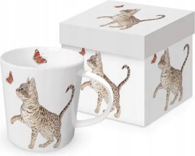 Nagy Porcelán Bögre Celine cica és pillangó Szép Doboz, 0,4 l