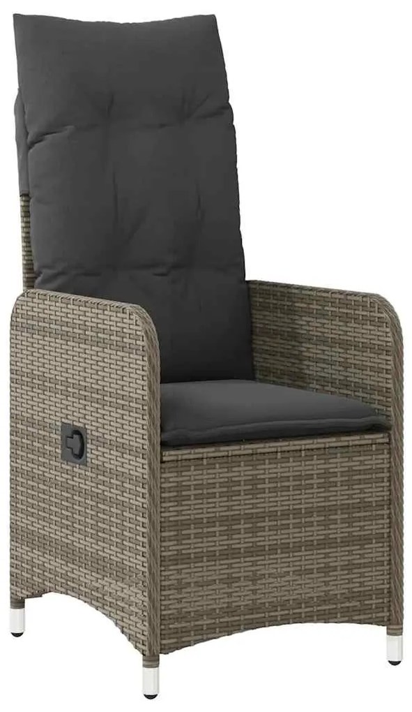 vidaXL 3 részes szürke polyrattan kerti bisztrógarnitúra párnákkal