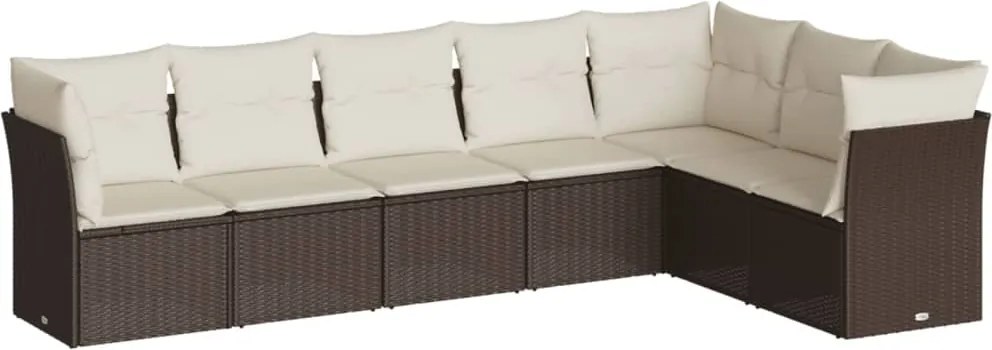 vidaXL 7 részes barna polyrattan kerti ülőgarnitúra párnákkal