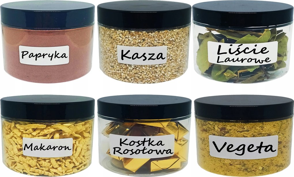 Ételtároló edények 500ml műanyag befőttes üveg fűszerek 0,5l 6 db +ajándék