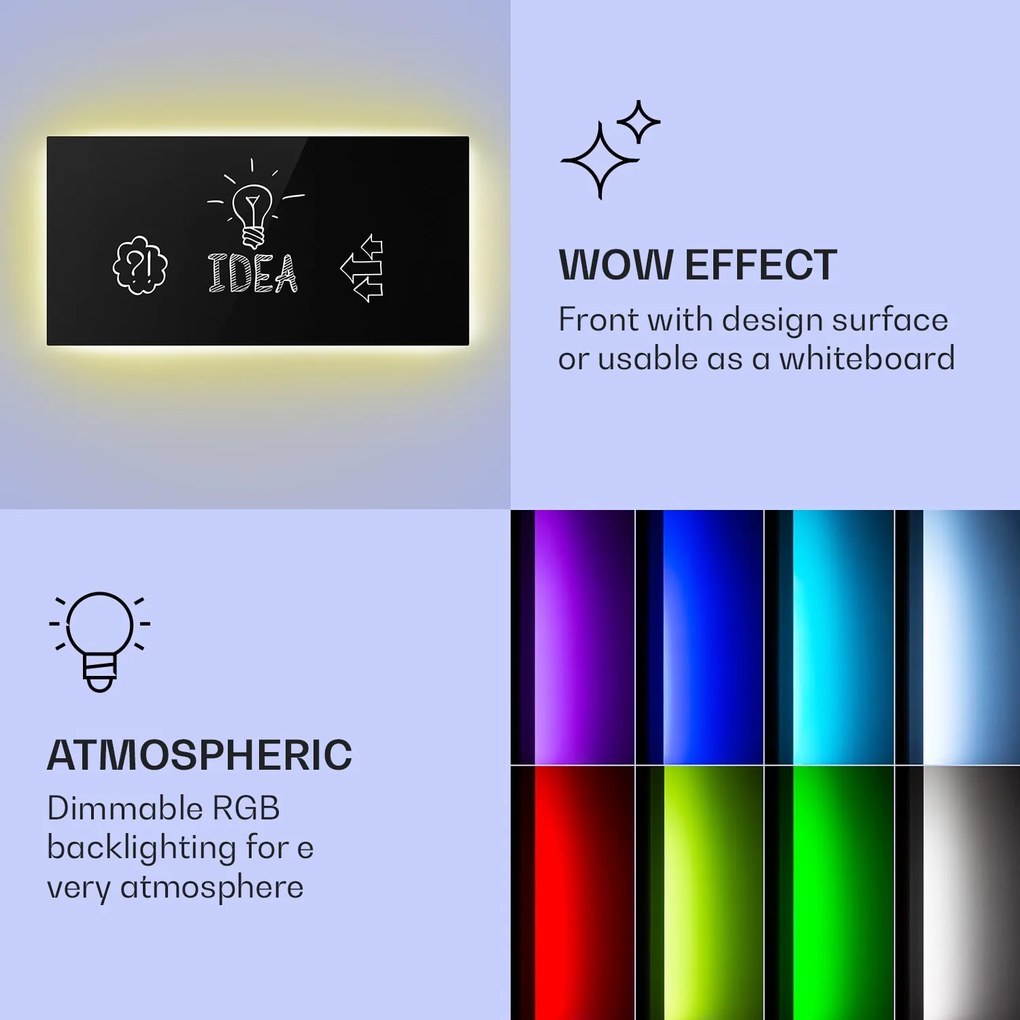 Klarstein Mojave 1000 smart, infravörös hősugárzó 2 az 1-ben, konvektor, 120 x 60 cm, 1000 W, RGB világítás