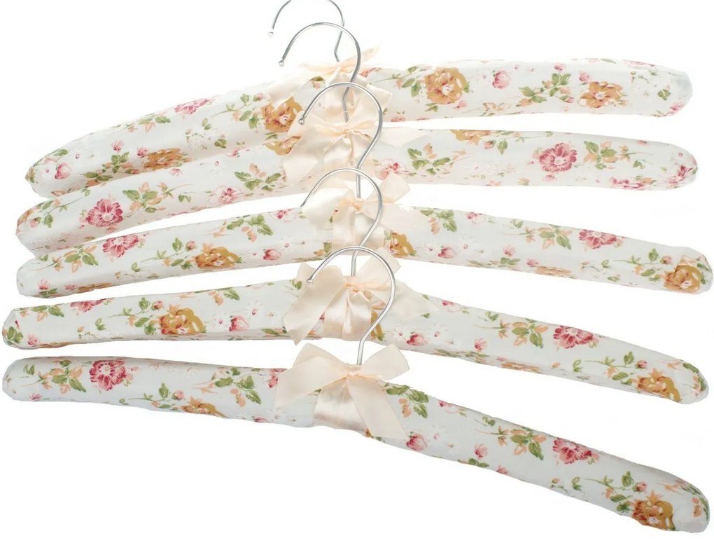 5 db textil vállfák Květy, bézs