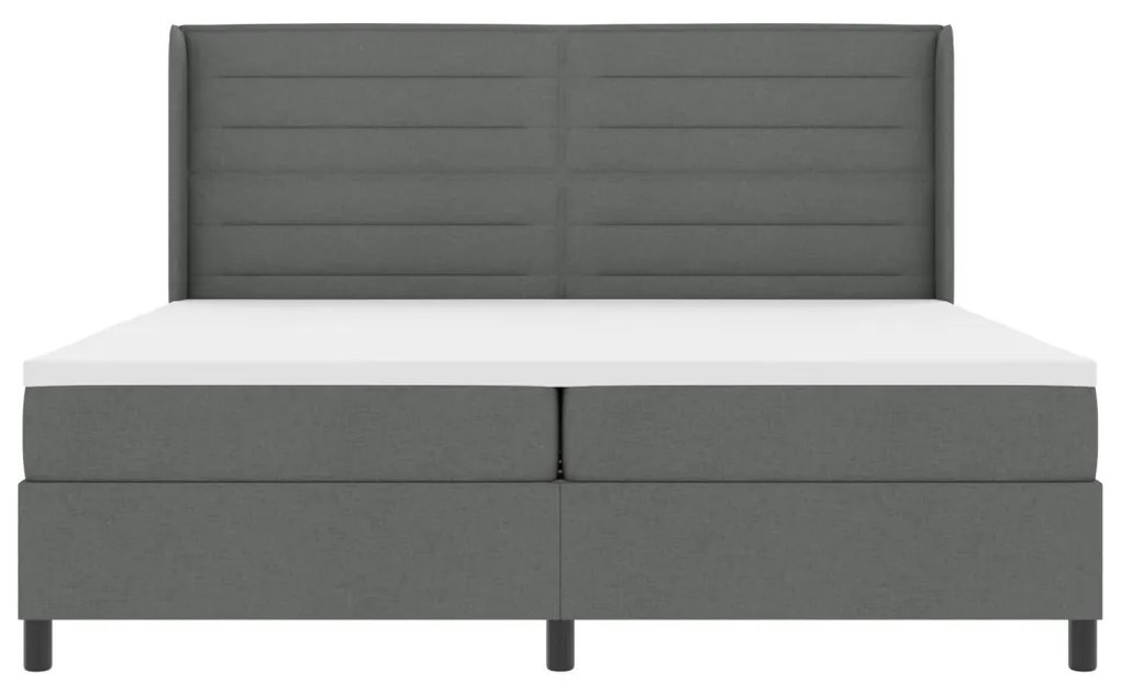 Boxspring Ágy Matraccal és LED Fekete Szürke 200x200 cm Szövet