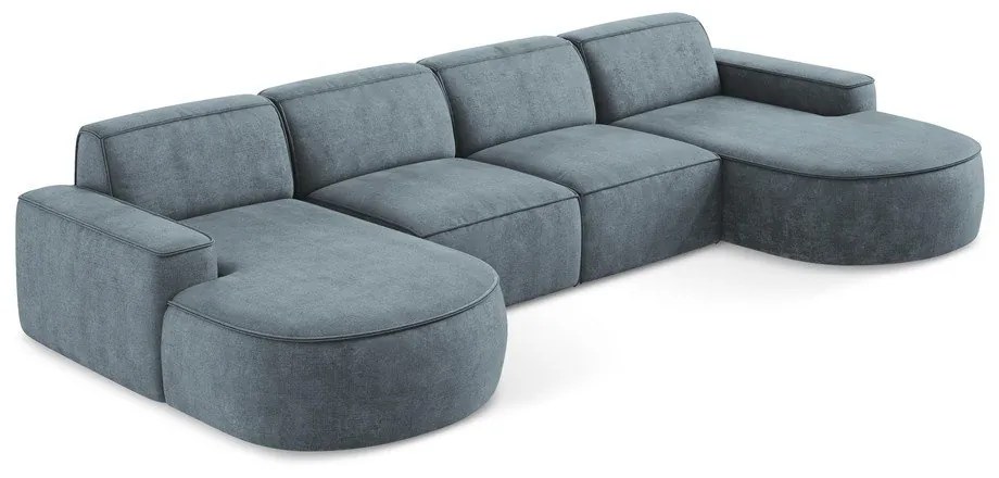 Szürkéskék zsenília sarokkanapé (U alakú) Omao – Makamii