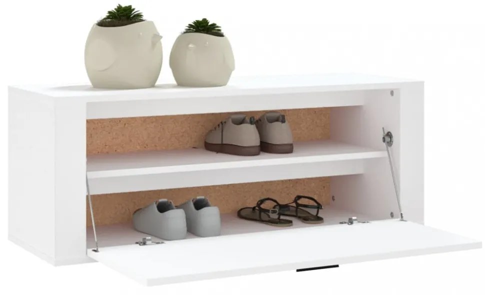 fehér szerelt fa fali cipőszekrény 100 x 35 x 38 cm