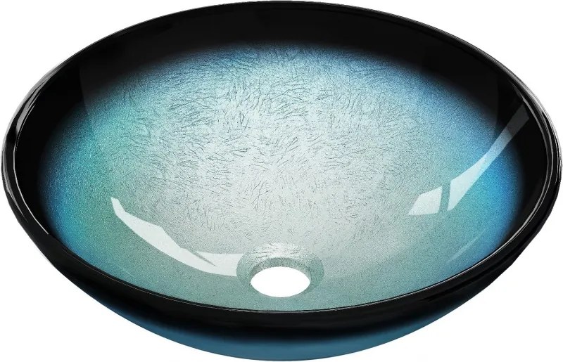 Mexen Mira kék, pulton álló üvegmosdó 42 x 42 cm - 24124247