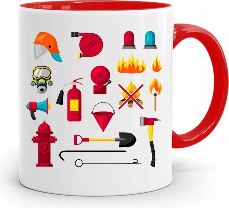 Piros Bögre Tűzoltónak Az Én Arzenálom Ajándék nyomtatott fényképpel
