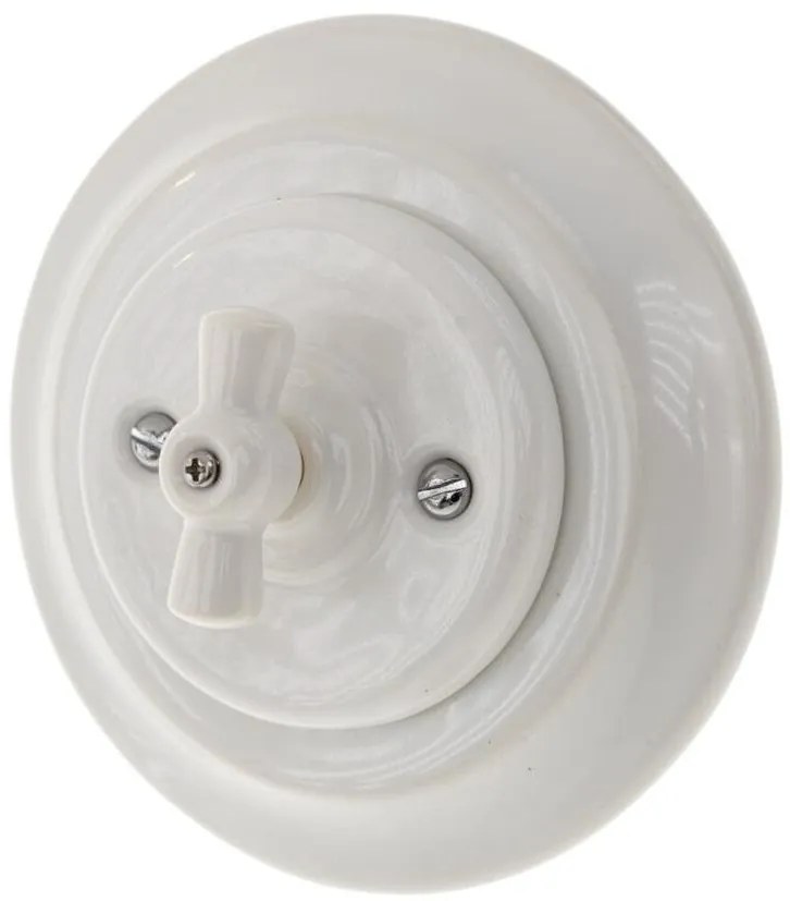 Bohemia-Design - Porcelán retro forgókapcsoló 5-ös kerettel, fehér