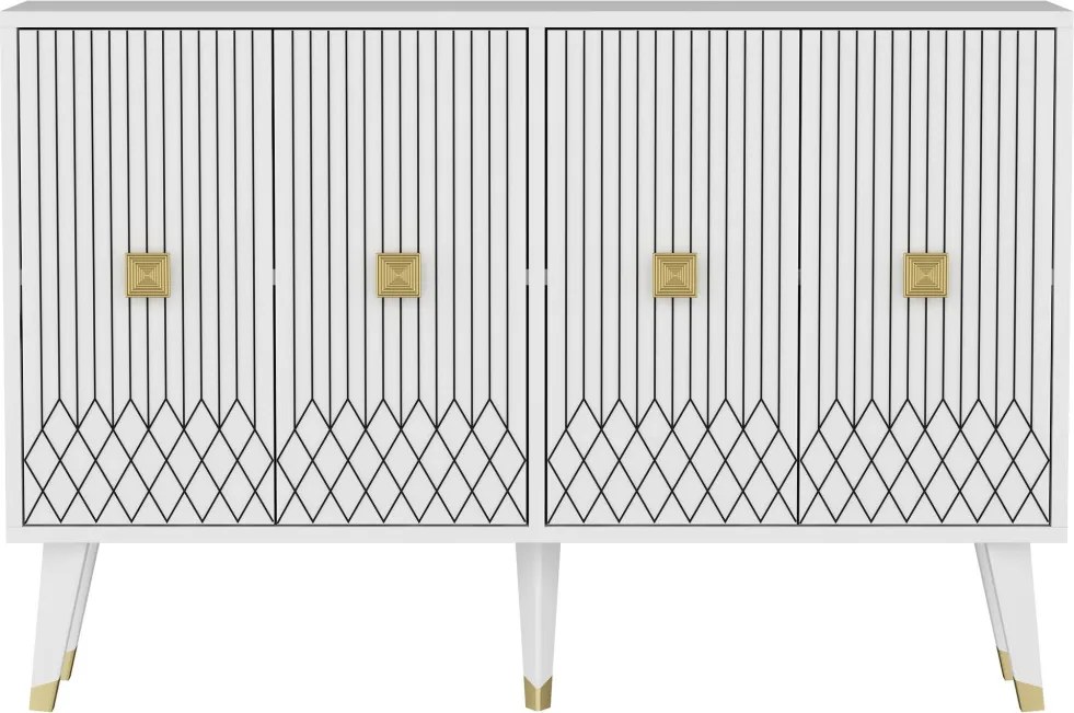 Komód, fehér-arany, 120 cm – TR327ODS1235